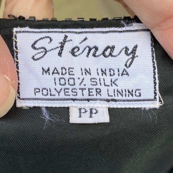 Vintage 80s Beaded Sequin Floral Silk Formal Top - Picture 9 of 13